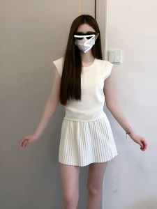 Váy Ngắn Chữ a Màu Trắng Thanh Lịch Mùa Hè 2025 Bộ Đồ Hai Mảnh Phong Cách Pháp Cho Nữ Cỡ Nhỏ Thời Trang Ngọt Ngào