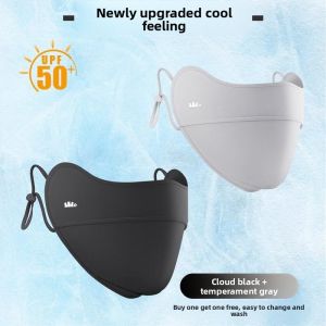 MONLEYTA | Mens Summer Sun Protection Face Mask Black UV Protection Ice Silk Eye Protection Thin Breathable Lightweight Decorative Mask