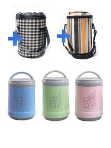 Double-Layered Glass Inner Tank Thermal Insulation Lunch Box Portable Large Capacity Student Cold-Keeping Lunch Box Vacuum Insulated Food Container