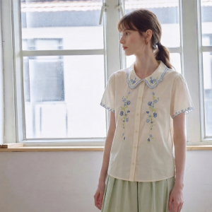 INMAN | Cotton French Lace Collar Embroidered Womens Blouse