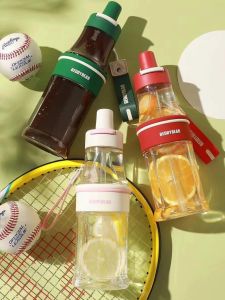 Beddybear Tritan Plastic Cup with Straw Double Drink Simple Design Cola Bottle Summer Essential Insulated Cooling Cup