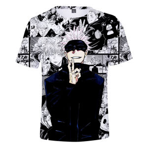เสื้อยืดเด็กและผู้ชายสำหรับฤดูร้อนเสื้อยืดอนิเมะญี่ปุ่น jujutsu Kaisen gojo เด็กชายเสื้อยืดสไตล์ฮาราจูกุขนาดใหญ่ใส่เล่นกีฬาลำลอง