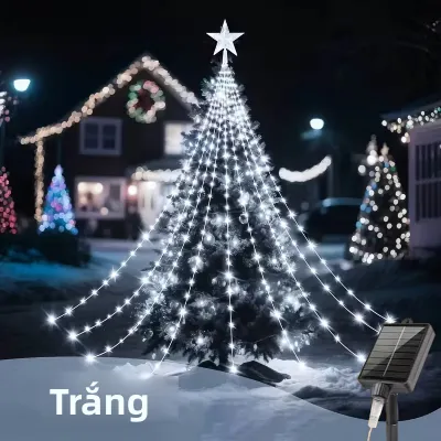 1PC USB/Chạy Bằng Năng Lượng Mặt Trời Ngôi Sao Năm Cánh Thác Nước Đèn LED Giáng Sinh Dây Đèn Cho Ngày Lễ Đảng Halloween Trang Trí Nhà