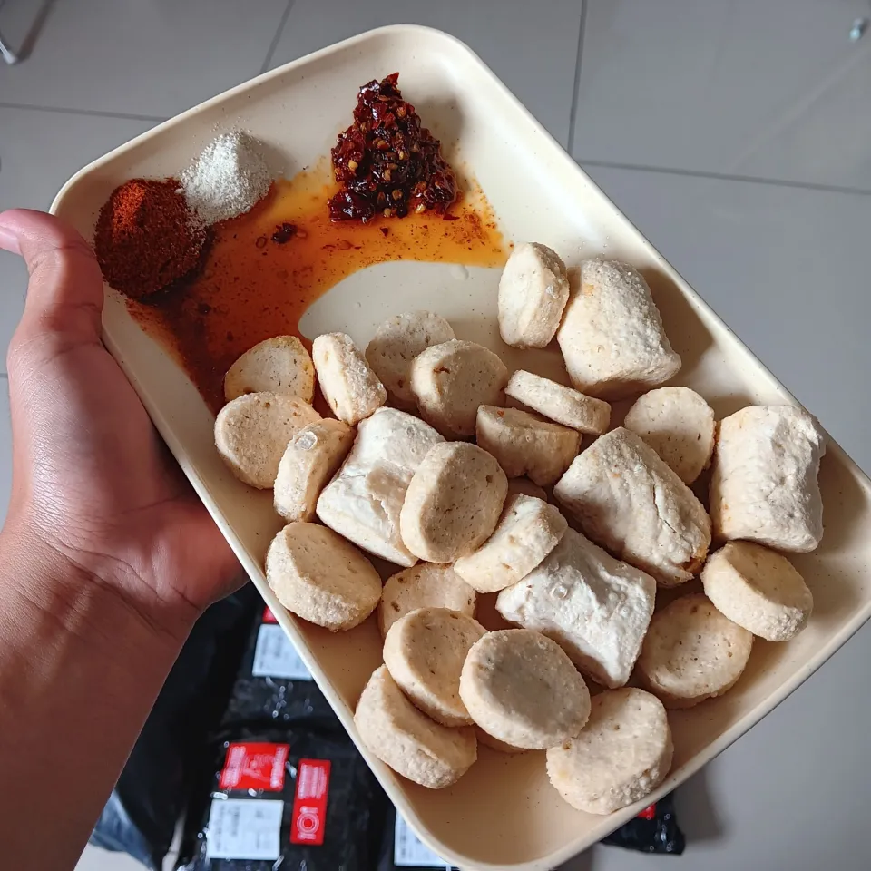 Frozenfood) Basreng chili oil Basreng ayam dan ikan 