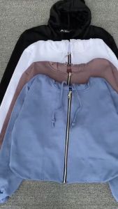 Jaket Hoodie Crop Zipper Hoodie Wanita Korean Style