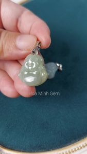 Mặt dây chuyền Phật Di Lặc đá cẩm thạch size 19x20mm có tặng kèm dây ngẫu nhiên Hoa Minh Gem