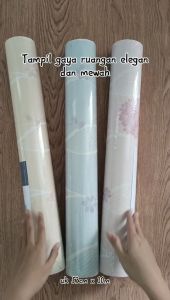Wallpaper Dinding Bahan Vinyl Timbul Bertekstur Tebal Motif Bunga Salur Bukan Stiker 53cm x 10m