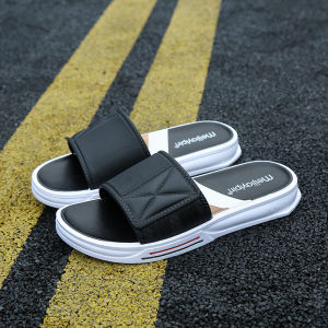 Casual Breathable Home Slippers Mens Slip-On Summer Sandals Korean Style Flat Slippers Wear-Resistant Thick Bottom PVC