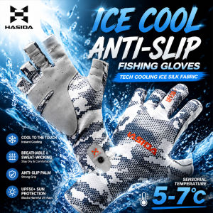 HASIDA Lure Fishing Soft Glove Drying Quickly Abrasion Resistance Antislippery Silicone ICE Silk Fabric Half Finger Free Size