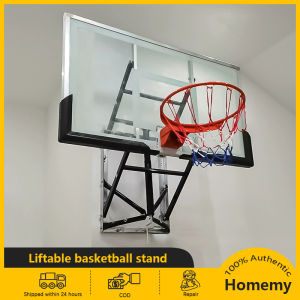 PC Height Adjustable Liftable Basketball Board Hoop System  Adult Children Wall Mounted with Snapback Ring