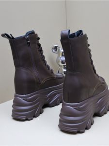 14cm Heel Height Boots Womens British Thick Sole Height Increased 12cm Boots Fall and Winter Thin Small High Heel 10 Ankle Boots