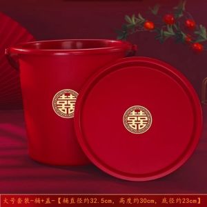 Plastic Water Bucket Set for Moving Household Items round Shape Portable with Lid New Home Decoration Rice Storage Barrel