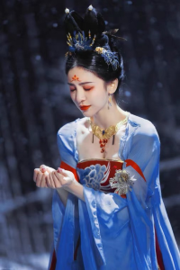 Elegant Classic Dance Outfit for Women Polyester Material Chinese Style Han Tang Poem Dress for 18-25 Birthday Party