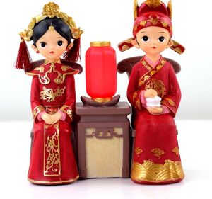 [Hàng sẵn] Tượng trang trí mô phỏng đám cưới của người Trung Quốc Cặp Đôi Mini Trang Trí.