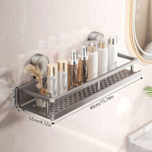 1 Pack Bathroom Organizer with Suction Cups Rustproof Wall Mount Shower Caddy Space Aluminum Shower Storage for Kitchen