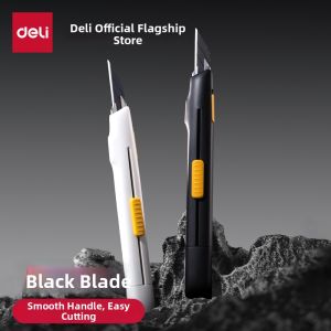 deli | Black Blade Tungsten Steel Utility Knife Dismantling Courier Parcels Small WallPaper Cutting Industrial Level