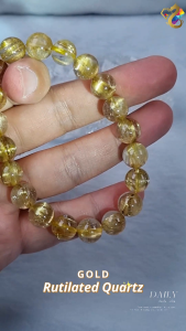 Collection Grade Gold Rutilated Quartz with Cat Eyes Effect Bracelet