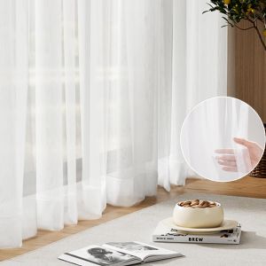 1ps High Quality Elegant White Tulle Curtains for Living Room Decor Sheer Window Voile Sheer Voile Modern Bedroom Chiffon