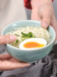 หนาขึ้น ชามทานอาหารเซรามิคไมโครเวฟปลอดภัยสไตล์จีนเคลื่อนย้ายของขวัญชามข้าวครอบครัวใช้ชามทานอาหารสไตล์สดรูปทรงกลม