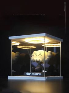 Acrylic Display Case with round Light And Door for Figurines Storage Dustproof Cover Multi-size Collectible Blind Box Holder