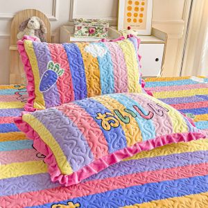 Vỏ Gối Dày Bằng Vải Nhung Hoa Coral Mềm Mại Ấm Áp Có Viền Dùng Cho Gia Đình Bảo Vệ Lõi Gối Kích Thước 48x74cm