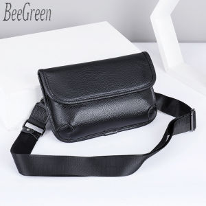 BeeGreen Men Real Leather Small Crossbody Bag High Quality Travel Chest Bag Casual Shoulder Bag Daily Cellphone Bag