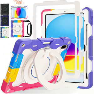 Kids 360° Rotating Handle Ring StandPen HolderShoulder Strap 3 Layer Heavy Duty Shockproof Case for Xiaomi Pad 8 / 8 Pro 11.2 inchXiaomi Pad 7/7Pro/6/6 Pro/5/5 ProXiaomi Pad Mini 8.8 inch