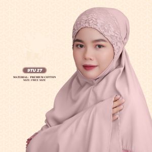 (Pre-Order) Telekung Cotton Sulam Lace Akasia Crystal material sejuk (set telekung dan kain)