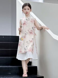 MPW | Girls Traditional Chinese Style Reshaped Cheongsam Dress New 2025 National Trend Skirt Costume Floral Print Sleeveless Midi Dress