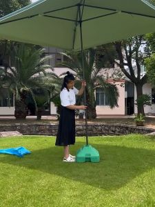 ร่มขายรูปทรง 3x3 เหลี่ยม ร่มตกแต่งร่มร้านอาหาร ร่มบ้าน สวน ค้า อันตราย UV (แสงดี)