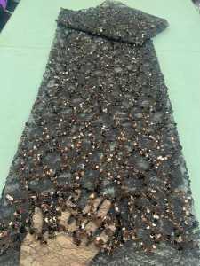 Green African Sequins Lace Fabric 2026 High Quality Tulle Lace French Nigerian Net Beaded Lace Fabric For Sewing Wedding Dress