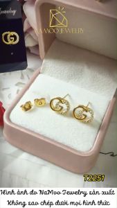 Khuyên Tai Trang Sức Thời Trang T2251 Mạ Vàng Đính Đá Bền Màu Cho Nàng