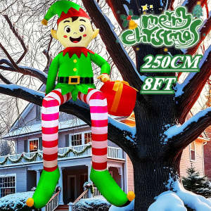 Yêu Tinh Giáng Sinh Bơm Hơi 8FT/2.5M Có Quà Tặng - Đèn LED Tích Hợp Để Trang Trí Ngoài Trời Sân Vườn Mái Nhà Cột Nhà Vào Dịp Giáng Sinh