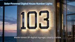 Boruit | 23CM Solar House Number Lights Light Sensor Auto On/Off Light Up Waterproof LED Address Numbers Signs for Houses & Home Decor