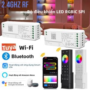 Tuya WiFi Bộ Điều Khiển Đèn LED Có Thể Định Địa Chỉ DC5V-24V WS2811 WS2812B WS2814 SPI RGBWIC RGBIC Bộ Điều Chỉnh Độ Sáng Dải Đèn LED Tương Thích Với Google Home Alexa
