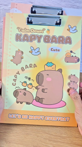 EZYLITTLES A4 Cute Capybara Clipboard Folder Cartoon Writing Pad with Ruler Edge Strong Metal Clip Portable School Office Document Board Student Study Drawing Support Durable Lightweight File Holder