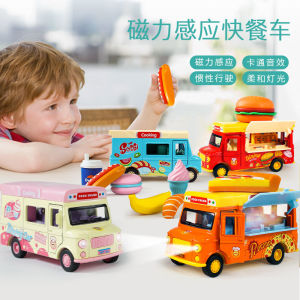 Childrens Ice Cream Toy Car Girl Hamburger Ice Cream Dining Car Alloy Kitchen Inertia Car Bus Play House