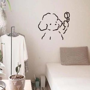 Adorable Dog Sticker Pet Shop Rose Decorative Wall Decal Bedroom Glass Door Collision Protection Simple Modern Style PVC Material