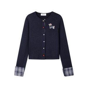 American Style Vintage Slimming Casual Versatile Knitted Sweater Fake Two-Piece Spring New Womens Fashion Knitwear