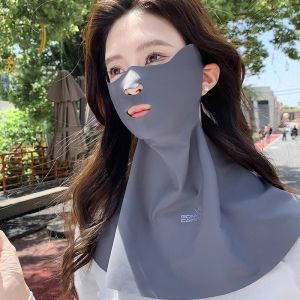 BILLI ZILLY | Sun Protection Face Mask Full Face UV Protection Women Summer Outdoor Cycling Running Driving Ice Silk Neck Protector Integrated Sunshade Mask