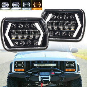 Đèn Pha LED 5x7 Inch Tích Hợp Xi Nhan Đèn Định Vị Ban Ngày (DRL) Hình Vuông Dành Cho Xe Địa Hình 4x4 12V 24V Lắp Ráp Đèn Pha Ô Tô Đa Năng