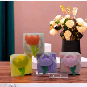 Wedding Favour Gift Transparent Box Coral Fleece Tulip Hand Towel Wedding Celebration Happiness Scarf Universal Square Towel