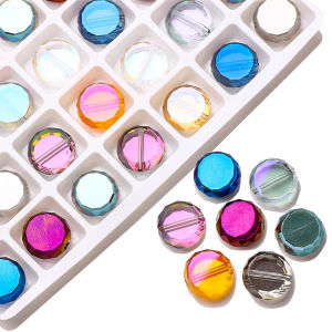 Flat Round Faceted Crystal Glass Beads 50pcs 8mm/bag Disc-Shaped Loose Beads For Jewelry Making DIY Bracelet Earring