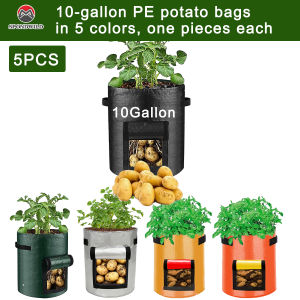 Potato Grow Bag with View Window 1/5 Packs for Home Garden 3/7/10 Gallon Easy to Use PE Planter for Vegetables
