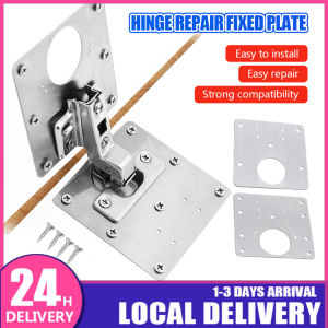 Hinge Repair Plates Stainless Steel Cabinet Door Hinges Plate with Screws Stainless Steel Hinge Repair Patch Cabinet Door Repair Plate Hinge Fixed Plate Mounting Piece Pembaiki Kabinet Engsel Pemasangan 不锈钢铰链修复固定片
