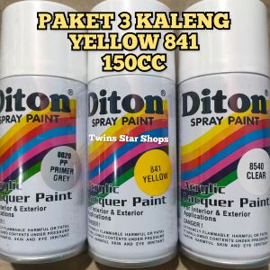 Pilok Pilox Cat Diton Paket 3 Kaleng 150cc Paketan Lengkap Kuning Yellow 841 Primer Grey Epoxy 8020 Clear Glossy 8540