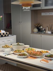 JINGDITAOCI | Bộ Dụng Cụ Ăn Bằng Sứ Phong Cách Nhật Bản Màu Dưới Men