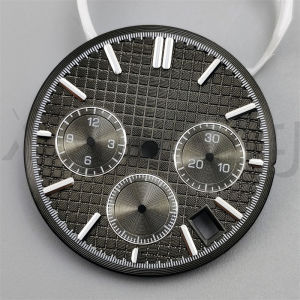 Black Silver Dark Blue Dark Green Gray31.5mm VK63 Watch Dial With Green Luminous Fit VK63 Quartz Movement Replacement Watch Part