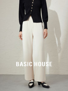 Basic House Loose Wide Leg Pants Casual Straight Elastic Waist Womens Pants Comfortable Loose Fit Korean Style Commute Wind