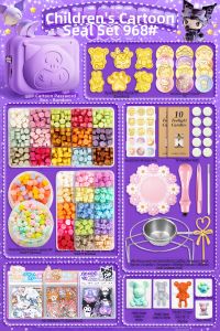 KAMOLAN | Seal Wax Set Wax Melting Lamp Gift Box Jelly Wax Childrens DIY Toys Gouka Stickers Wax Beads Stamp Head Molds
